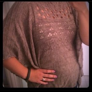 Brown eyelet poncho